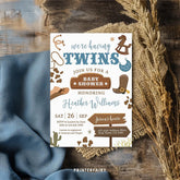 Cowboy Twins Baby Shower Invitation, Wild West Rodeo (Editable Digital Item)
