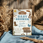 Cowboy Baby Shower Invitation, Wild West Rodeo (Editable Digital Item)