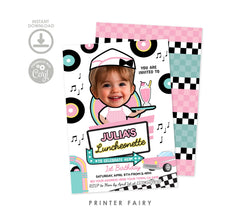 Diner Birthday Invitation, Luncheonette Theme, Photo Editable (Digital)