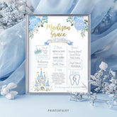 Princess 1st Birthday Board, 1st Year Milestones Poster, Fairytale Party Decor, Editable INSTANT DOWNLOAD
