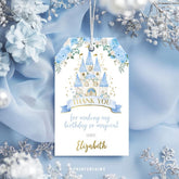 Princess Favor Tags, Blue Princess Party Decor, Fairytale Birthday Thank You, Editable in Corjl