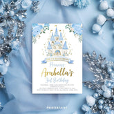 Cinderella Birthday Invitation, Floral Princess Castle, Editable Printable (Digital)