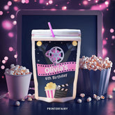 Editable Movie Birthday Party Drink Pouch Label (Digital)