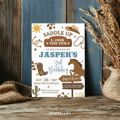 Editable Rodeo Birthday Party Invitation, Wild West Invite (Digital Item)