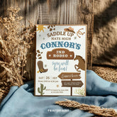 Cowboy 2nd Birthday Party Invitation Editable Template for any age, Instant Download