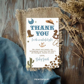 Cowboy Baby Shower Thank You Card, Editable (Digital Download)