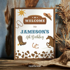 Rodeo Birthday Welcome Sign, Wild West Theme (Editable Digital Template)