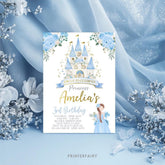 Blue Princess Castle Birthday Invitation, Editable Royal Party (Digital Download)