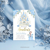 Blue Princess Castle Birthday Invitation, Editable Royal Party (Digital Download)