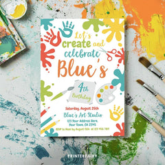 Editable Paint Party Invitation, Art Birthday (Digital Item)
