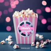 Movie Night Party Toppers, Editable Round Label (Instant Download)