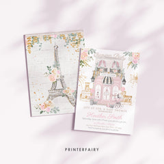 Paris Baby Shower Invitation, Editable Template (Digital Download)
