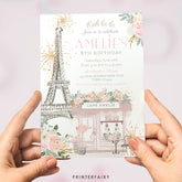 Paris Birthday Invitation Editable Template Tea Party Brunch Invite Instant Download