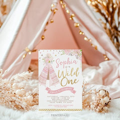 Wild One 1st Birthday Invitation Editable Template, Instant Download