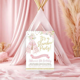 Editable Teepee Slumber Party Invitation, Boho Pajama Party (Digital Download)