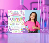 Science Birthday Photo Invitation, Editable Party Decor (Digital Item)