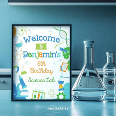 Editable Science Birthday Welcome Sign, Lab Theme (Digital Download)