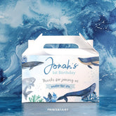 Whale Birthday Party Favor Box Label, Under The Sea Printable (Editable)