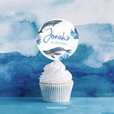 Whales Birthday Party Toppers, Ocean Animals (Digital Download)
