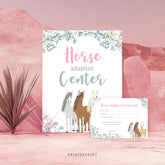 Floral Horse Adoption Pack, EDITABLE Certificate (Digital Download)