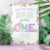 Girl Dinosaur 1st Birthday Invitation, EDITABLE (Instant Download)