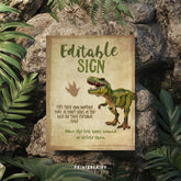Dinosaur Birthday Sign, Editable T-Rex Party Decor (Instant Download)
