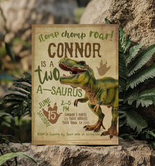 Two-a-saurus Dinosaur 2nd Birthday Invitation, EDITABLE (Digital Download)