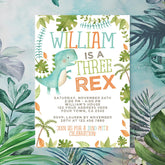 Three Rex Birthday Invitation, Editable Dinosaur Party Invite (Digital Download)