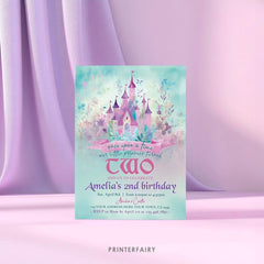 Princess Castle Second Birthday Invitation, Editable (Digital Download)
