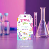 Science Birthday Favor Tags, Mad Scientist Party (Editable Digital Download)