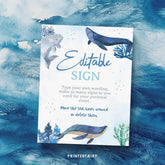 Whales Birthday Sign, Under The Sea Party, Editable Printable (Digital Download)