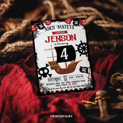 Pirate Birthday Invitation Editable Template, Instant Download