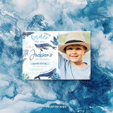 Whales Birthday Invitation with Photo, Under The Sea Party (Editable Download Printable)