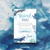 Whales Birthday Thank You Card, Under the Sea Party (Download Printable)