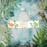 Dinosaur Birthday Water Bottle Labels, Editable Party Decor (Instant Download)