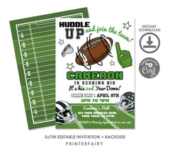 Football 2nd Birthday Party Invitation, Editable Template (Instant Download)