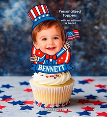 Personalized 4th of July Cupcake Toppers, Patriotic Party (Digital Download)