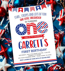 Editable 4th of July First Birthday Invitation (Digital Invite)
