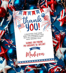 4th of July Thank You Card, Firecracker Party Invite (Instant Download)