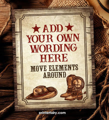 Editable Western Birthday Sign Template (Instant Download)
