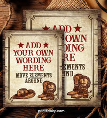 Editable Western Birthday Sign Template (Instant Download)