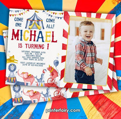 Editable Circus Birthday Invitation, Carnival Party (Digital Invite)