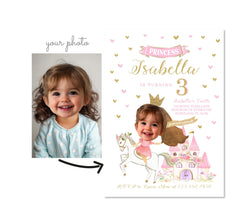 Princess Birthday Invitation, Personalized Photo, Any Age (Digital Download)