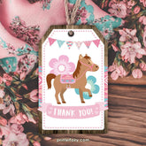 Pony Favor Tags, Cowgirl Birthday Thank You, Printable (Instant Download)