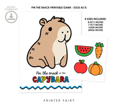 Capybara Birthday Party Game, Pin the Snack Printable (Instant Download)
