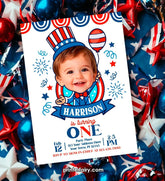 4th of July Photo Birthday Invitation, Personalized First Birthday (Digital)