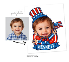Personalized 4th of July Cupcake Toppers, Patriotic Party (Digital Download)