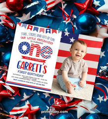 Editable 4th of July First Birthday Invitation (Digital)