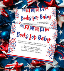 4th of July Baby Shower Books for Baby Insert (Editable Digital Download)