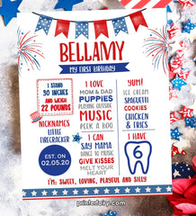 4th of July Birthday Milestones Board, Firecracker Theme (Instant Download)